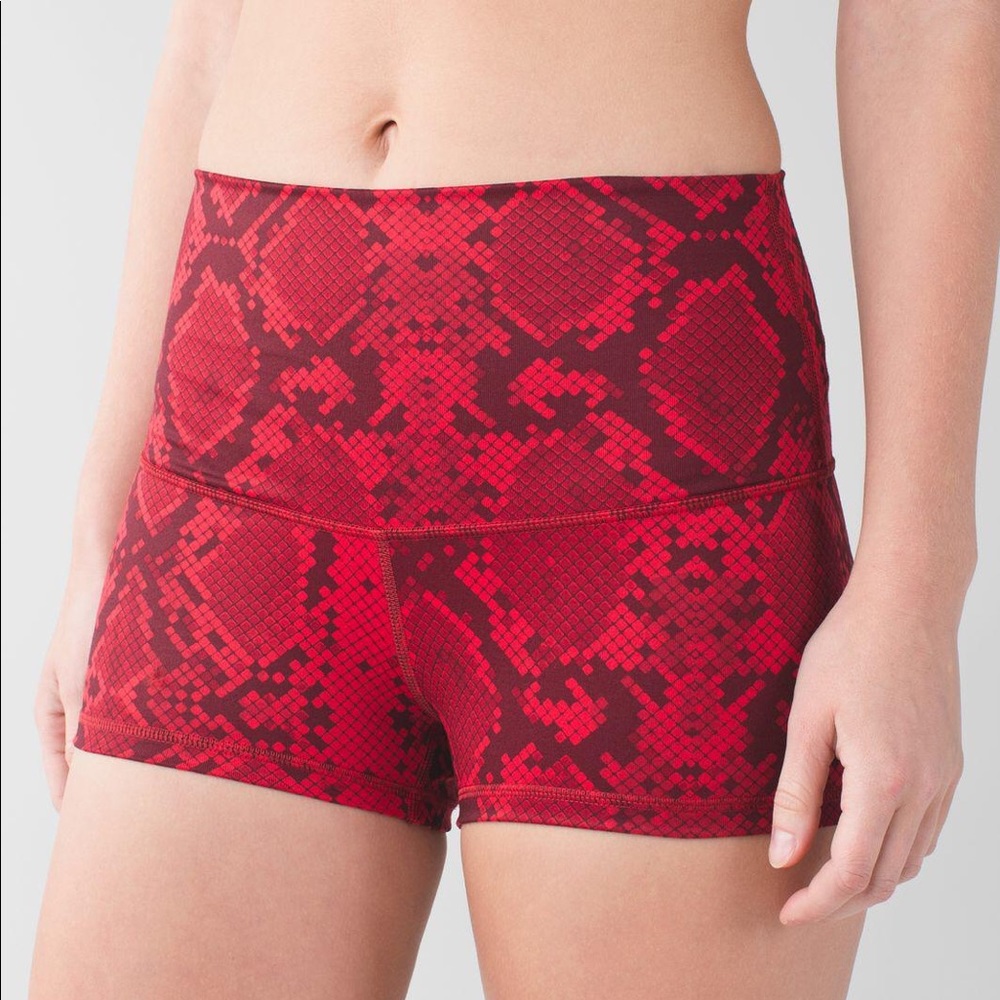 lululemon athletica Red Snakeskin Print High-Rise Shorts